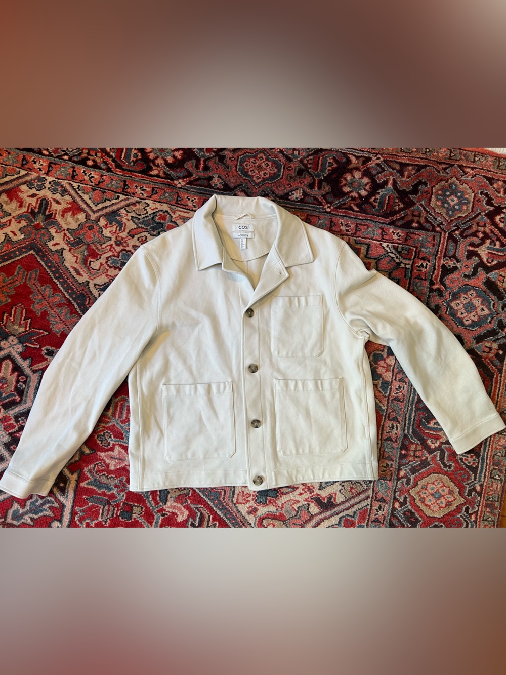 Cos Ecru Cotton Blend Shirt Jacket Chore Coat— Mens XL